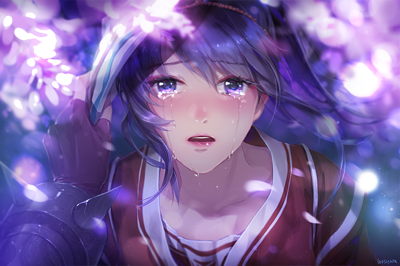 hình hình họa anime nữ giới buồn bả