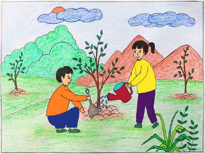 100 vẽ tranh ý tưởng trẻ thơ trái đất độc đáo và sáng tạo