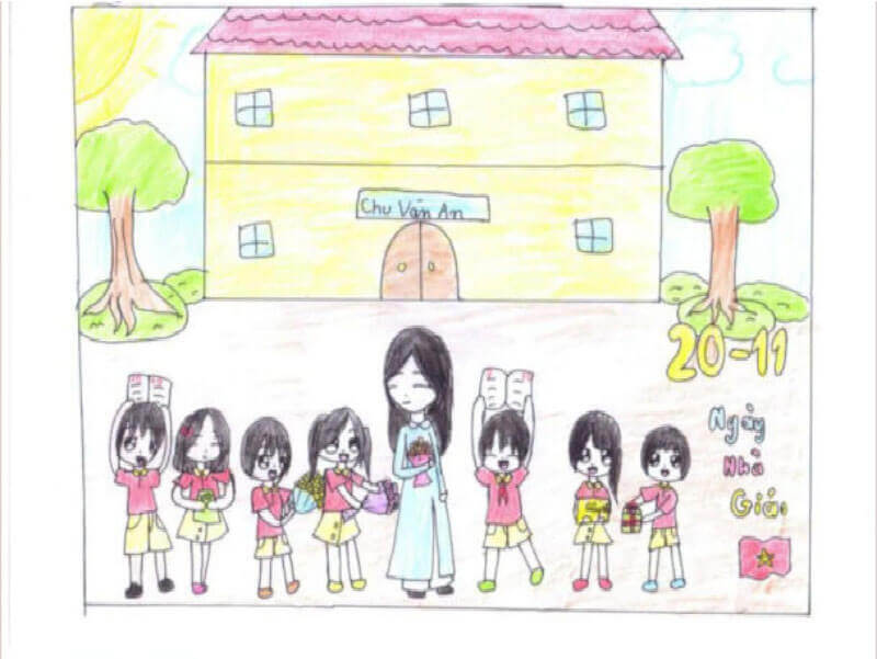 Vẽ Tranh Trường Em Đẹp Đơn Giản Dễ Cực Cho Lớp 357  Trường ĐH Đại Việt  Sài Gòn