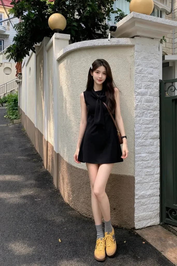 Ảnh gái xinh cute trong chiếc váy đen huyền bí